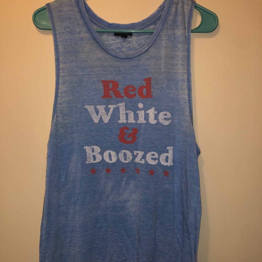 Red white and boozed tank top